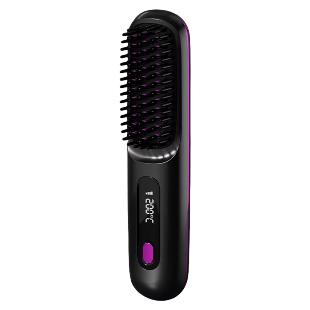 Cordless Hair Straightener Brush Anti-Scald Portable Straightening Brush Rechargeable Hair Straightener Comb for All Hair Types